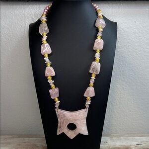 One of a Kind Handmade Rose Quartz Stone Necklace